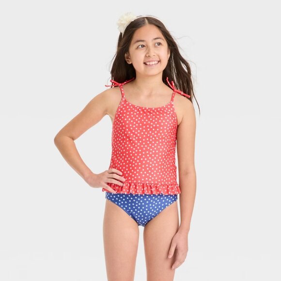 NEW Girls' The USA Tankini Set - Cat & Jack™ Medium 8 - Picture 1 of 7